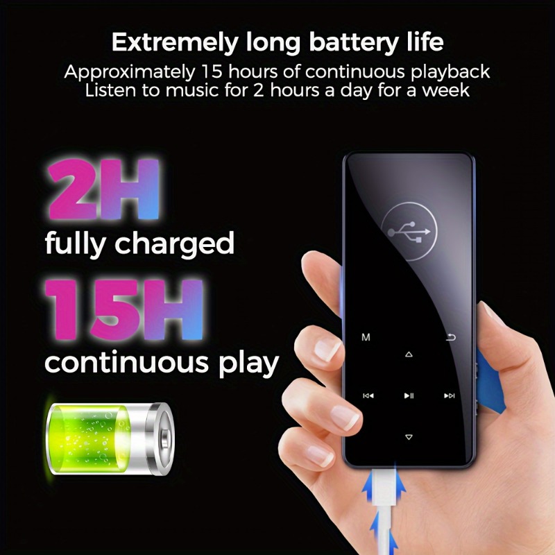 C6 Touch Button Lossless MP3 Player with Bluetooth 5.0, Picture Viewing, FM Radio,Recording, Durable Zinc Alloy Body