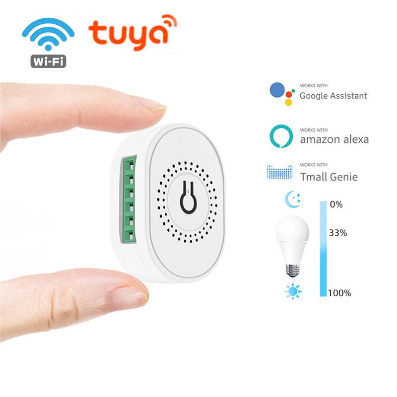 Tuya Smart WiFi LED Dimmer Switch Mini Home Light DIY On-Off Breaker Module 85-250v Support Dimmable Bulb Alexa Google Home