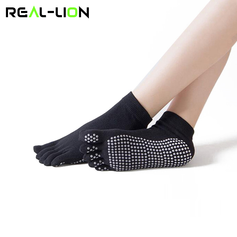 Reallion Donne Anti-slittamento Yoga Calzini E Calzettoni Dita Fitness Pilates Gym Cinque di Sport di Punta Calzini E Calzettoni Cotone Colourful Elastico Inverno Calzini E Calzettoni hot