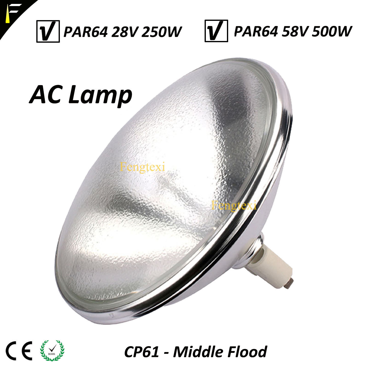 Lámpara Par64 de 3200k para estudio de cine, Reflector parabólico de 500w, CP60, CP61, CP62, Par de bombilla de 64 y 500W, GX16D, Burbuja sellada