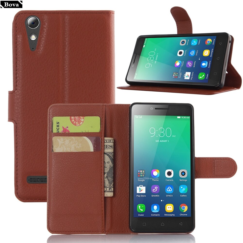 PU Leather Wallet Phone Case - for Lenovo A6010 - Card Holder & Kickstand - Protective Flip Cover