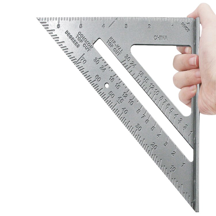 7inch Carpenter tools Aluminium Set Square Ruler Triangular Measuring Ruler for Woodworking Measurement Triangle Angle: White