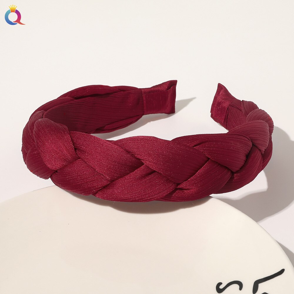 Bandeau tressé pour cheveux, couleur unie, accessoire de coiffure pour femmes et filles: 15