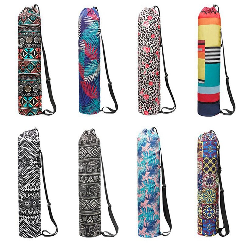 home indoor Yoga Mat Storage Bag Printed Zipper Drawstring Bags Carrier Organization Tool With Straps