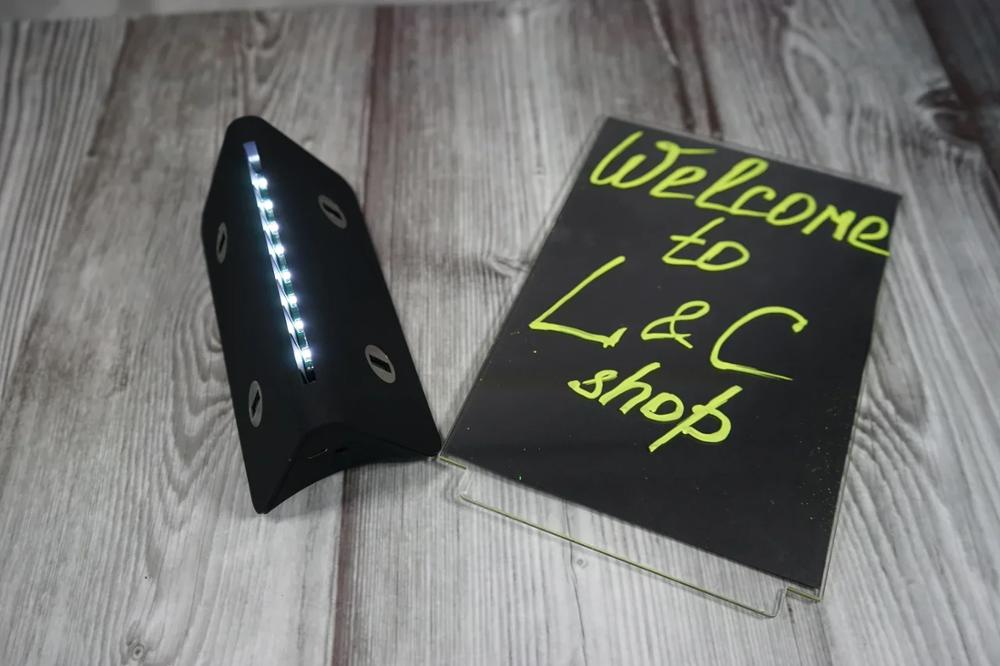 4-USB Ports Power Bank Charger For Restaurant Table Menu Number Stand Holder Acrylic Plastic A5 Size LED Light 10000mAh