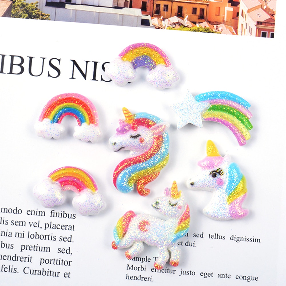 1/3/5/10pcs Resin Unicorn Charms For Slime Supplies DIY Filler Decoration Polymer Clay Lizun For Slimes Anti-stress Toys