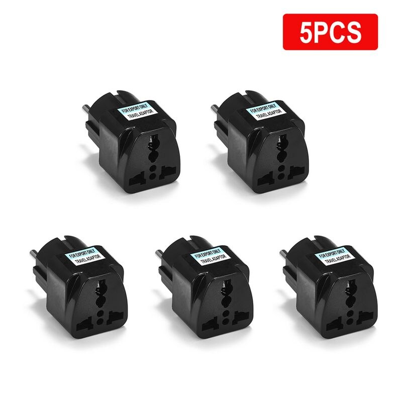 3/5/20Pcs Vs Naar Eu Travel Adapter Euro Kr Eu Plug Adapter Au Uk Universele 4.8mm Adapter Converter Stopcontact Elektrische Plug: 5pcs black