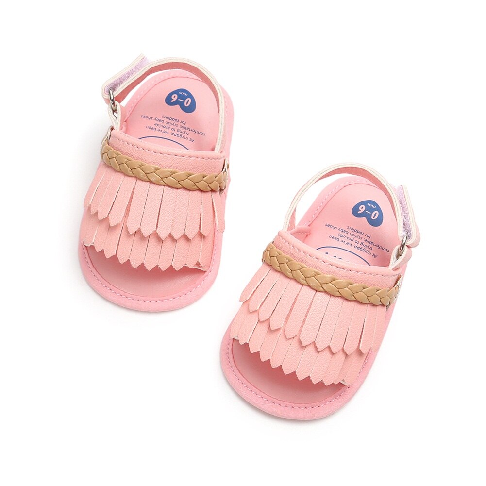 Brand Baby Kid Girl Tassels Shoes Sandles Summer Baby Shoes Infant Prewalker Princess Newborn 0-18M: Pink / 7-12 Months