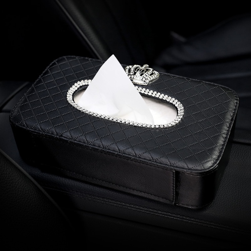 rhinestone bowknot bil vev eske holder auto sete tilbake nakkestøtte henger vev sak organizer krystall bil styling tilbehør