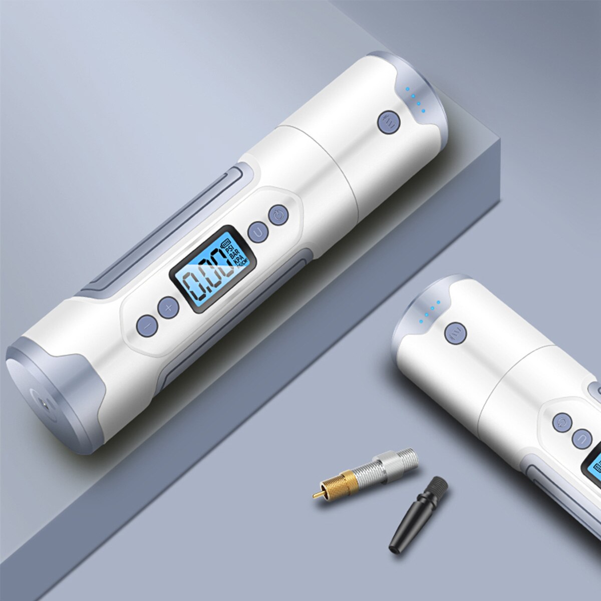 35L/min cordless portable air compressor 150PSI car electric bicycle tire pump, with digital LED light power supply: White