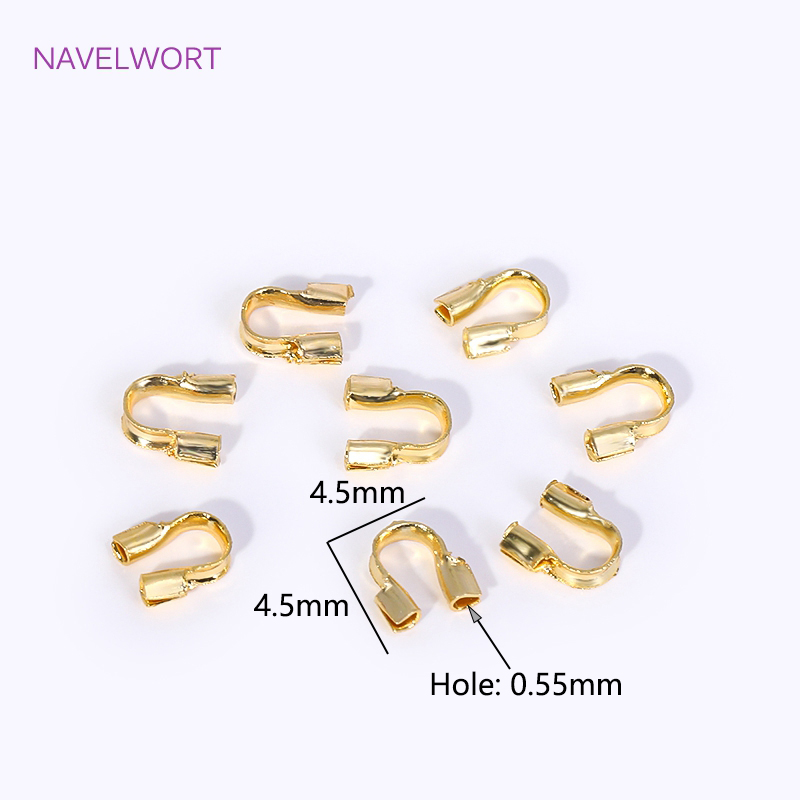 Protetor de cabo de guarda de fio banhado a ouro 14k/18k, conector de fecho de gancho em forma de u de latão faça você mesmo acessórios de fabricação de joias atacado