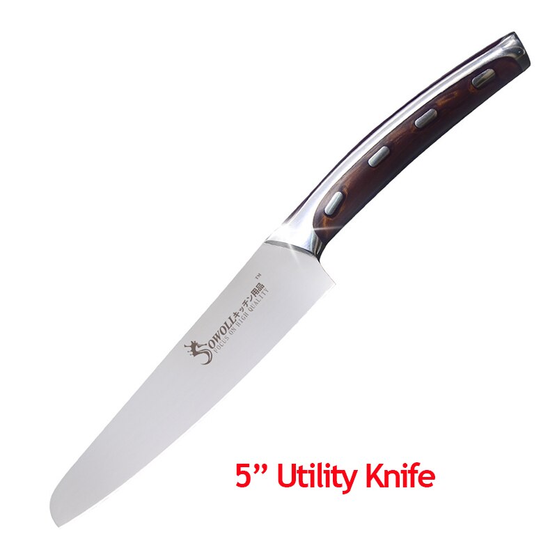 Sollow kökskniv set rostfritt stål hackkock klyvkniv 5 " 6 " 7 " tum hartsfiber handtag knivar set matlagningsverktyg: 5 st brukskniv