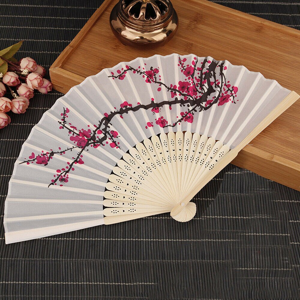 Chinese Pruimenbloesem Fan China Traditionele Bamboe Vouw Fans Thuis Bruiloft Decor Art