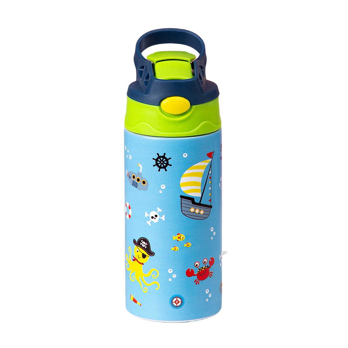 Tasse Thermos à motif de dessin animé de 12OZ/350ml, bouteille isolée en acier inoxydable, bouilloire Thermos pour enfants, tasse portative d'extérieur: YELLOW