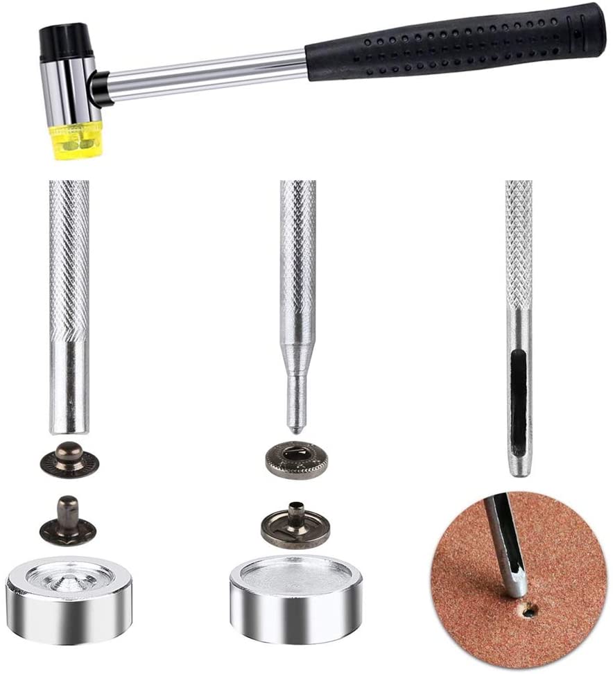120 Set Snap Fasteners Kit Voor Leer 12.5Mm Metalen Knop Snaps Drukknopen Met 4 Setter Gereedschap, 4 Kleur Lederen Snaps