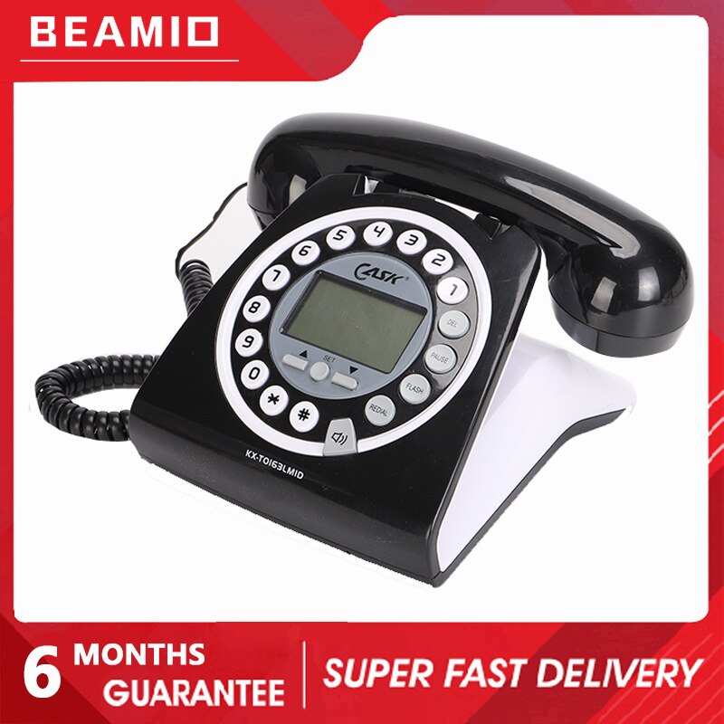 Beamio – téléphone filaire FSK/DTMF, avec réglage de sonnerie, impulsion, pour bureau, maison, bureau, chambre à coucher, rouge