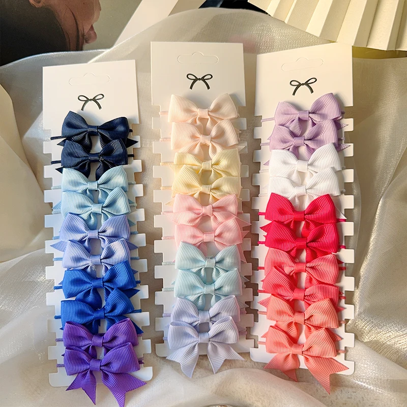 10 Uds. De lazos de 3 estilos, banda de goma elástica para el cabello, lazos para el cabello, cinta, coleta, accesorios para el cabello de grogrén, bandas para la cabeza para niña para niños