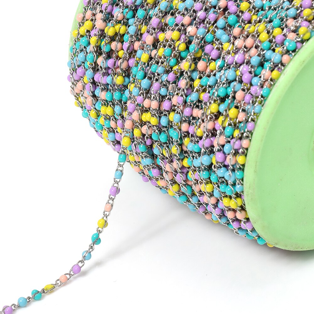 2Meter Rvs Kabel Emaille Gouden Ketting Ketting Bulk Multicolor Link Accessoires Voor Sieraden Materialen Diy: Steel Colorful-2