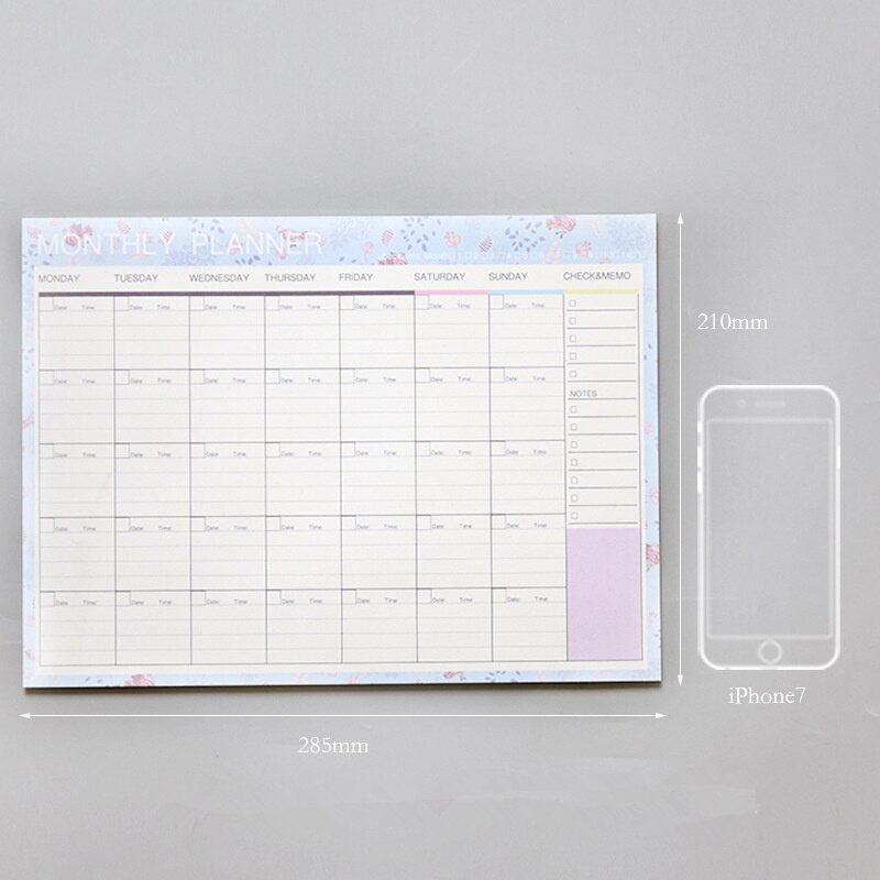 Cuaderno kawaii diario, semanal, mensual, planificador, Agenda, organizador, diario, escuela, A4 Flower, ,