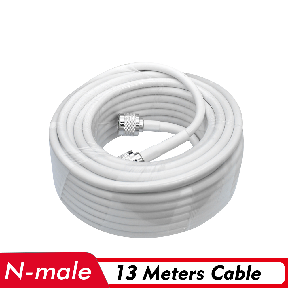 White 13 Meters 50ohm 50-5 Coaxial Cable N Male Connector Low Loss Signal 13m Coax Cable for Cell Phone Signal Booster Repeater