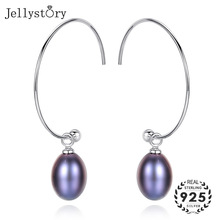 Jellystory 925 Sterling Zilver Natuurlijke Parel Oorbellen voor Vrouwen zilveren Oorbel Mode-sieraden Wedding Party 4 Kleuren