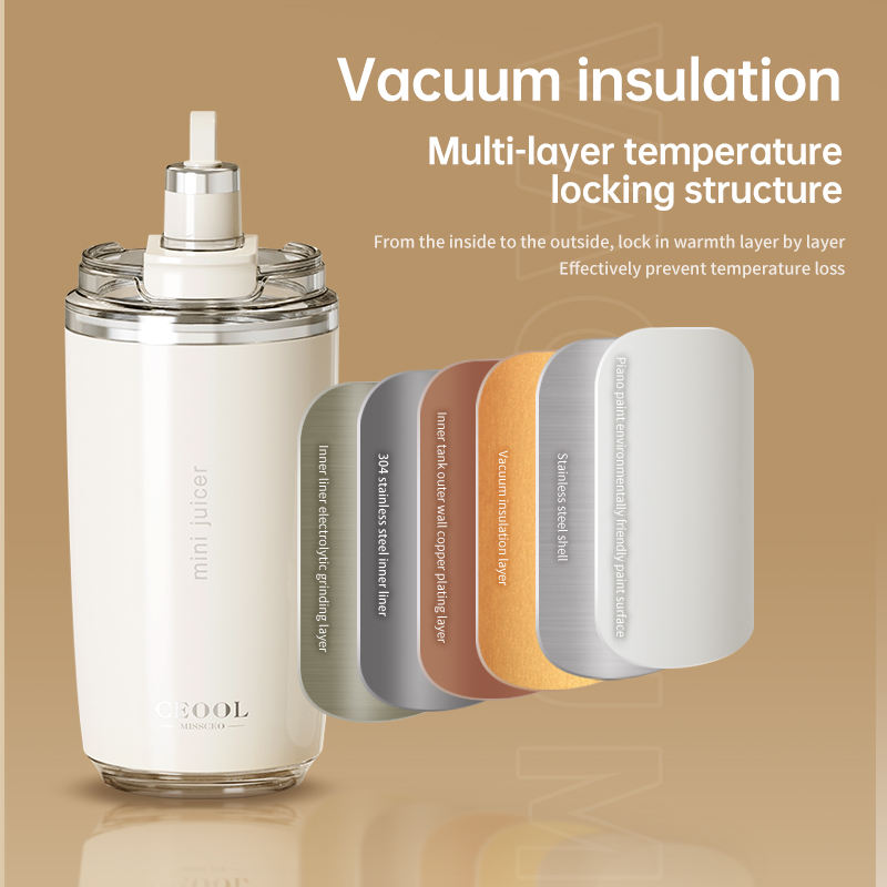 exprimidor portátil de 350ML, termo, botella, mezclador de hielo, carga USB, aislamiento 304, licuadora de 26 hojas, máquina exprimidora de frutas frescas