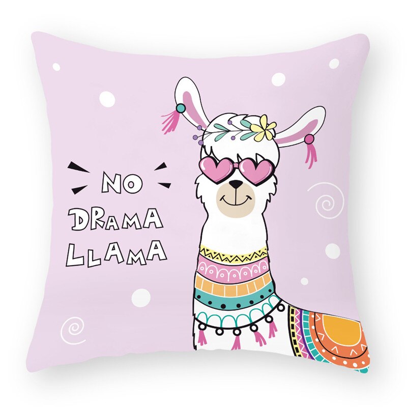 Cartoon Alpaca Dier Decoratieve Kussens Kussensloop Polyester Kussenhoes Sierkussen Sofa Decoratie Kussensloop 40853: 2BZ-40853-032