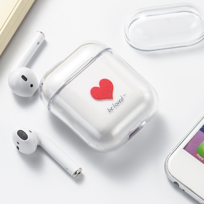 Case For Airpods Case Cute Luxury Lovely Heart Painted Transparent Hard Case On Airpod Protective Cover for Air Pods 1 2 Case