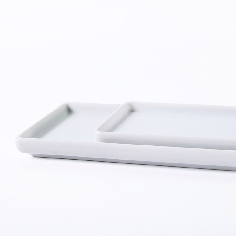 Bandeja Rectangular de cerámica de estilo japonés, plato Rectangular de porcelana blanca, bandeja para enjuague bucal, bandeja de almacenamiento para sala de baño