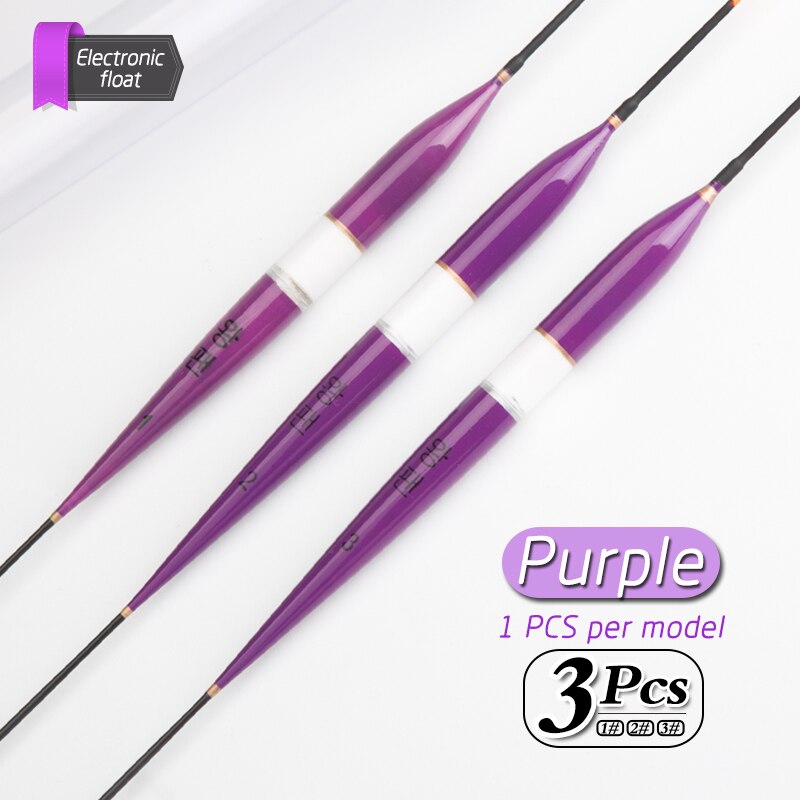 3pcs/lot Luminous Electronic Fishing Float Fishing Tackle Fishing Float Long Tail Night Float: PurPle