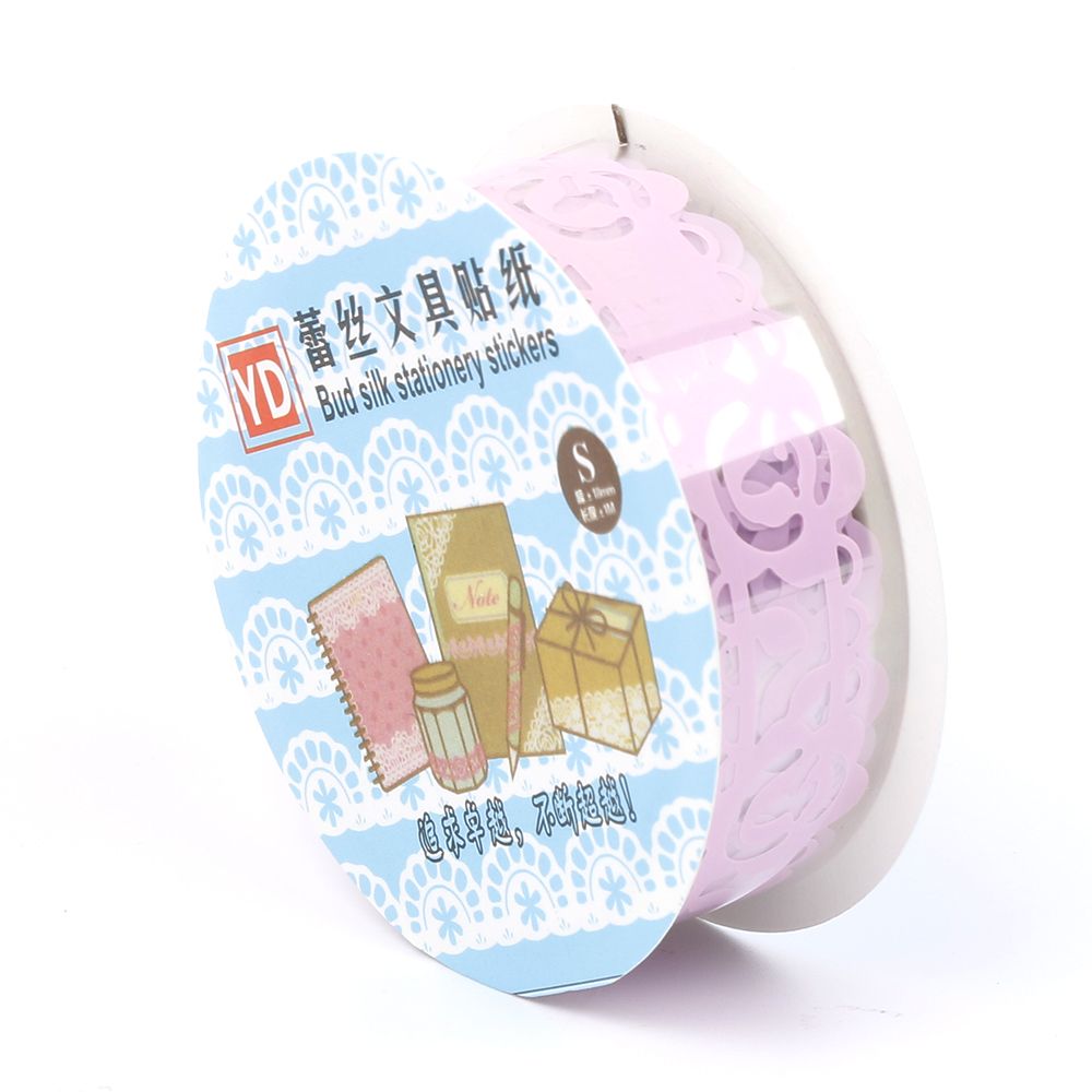 1pcs 18mm DIY Candy Color Washi Lace Tape Sticker Roll Decorative Scrapbooking Paper Masking Tape Self Adhesive Ornament Tape: pink