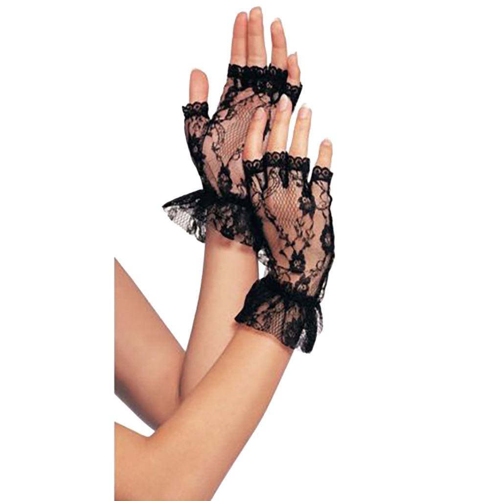 Punk Goth Lady Disco Dance Costume Lace Fingerless Mesh Fishnet Gloves summer Candy colors Gloves without fingers