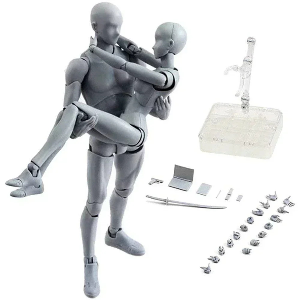 BODY KUN / BODY CHAN Pose Play Grey Color Ver. Black Orange PVC Action Figure Collectible Model Toy