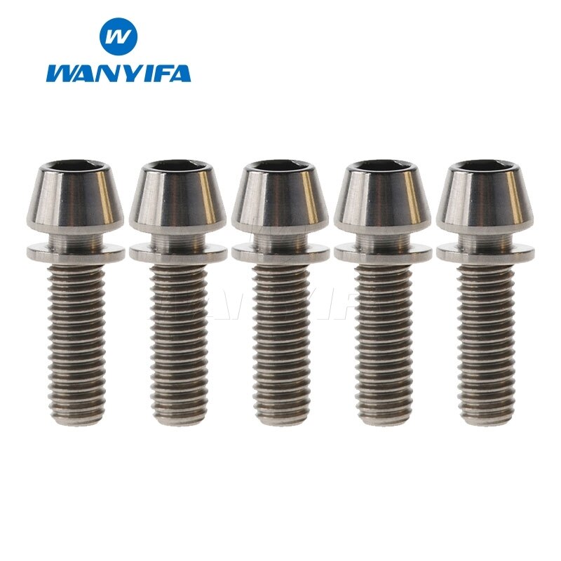 Wanyifa M5X16 18 20 Titanium Ti Taper Head Bolt Screw with Washer for Bike Part Bicycle Stem