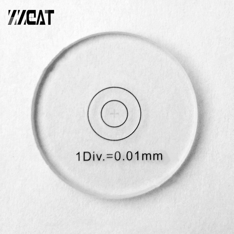 975 div 0.01mm mikroskop okulært sigtemiddel krydsskala lineal okular mikrometer kalibreringsglas diameter 8mm 19mm 20mm