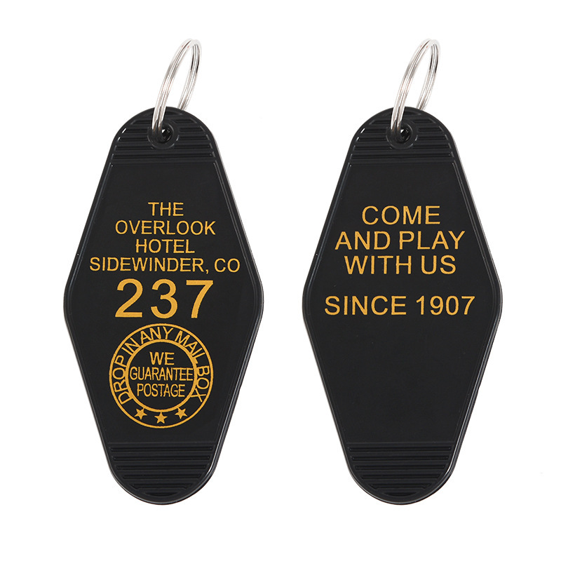 1pcs Overlook Hotel Room 237 Keychain Black Red Keyring Horror Film Key Chains Accessories Jewelry for Friends: Pink