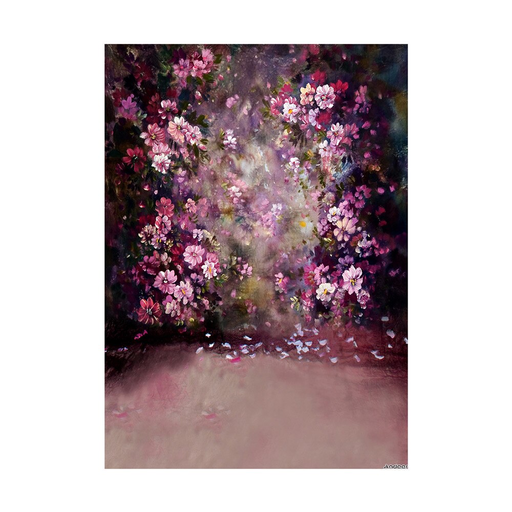 Andoer Photography Backdrop - 1.5x2.1m/5x7ft - Rose/Cherry/White Blooming Flower Wall - Digital Printed Polyester