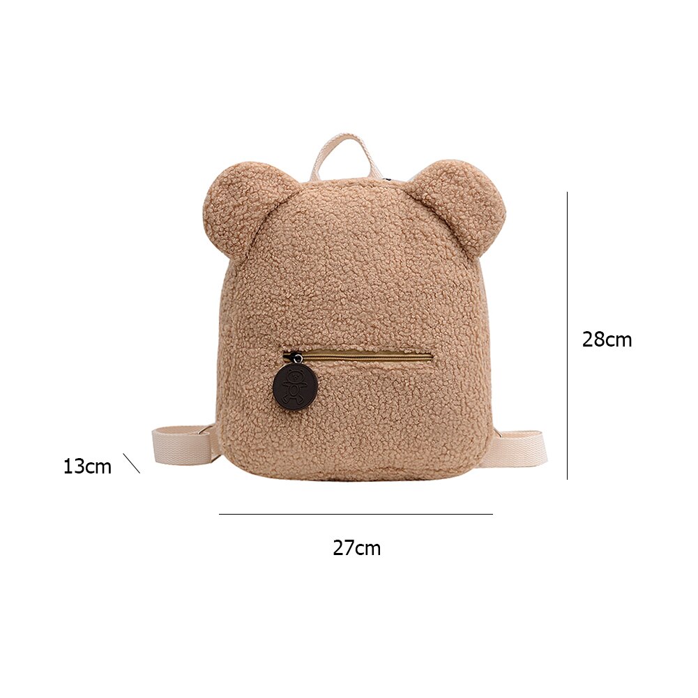 Casual Herfst Winter Lam Fleece Vrouwen Bagpack Schattige Beer Vormige Schouder Rugzak Draagbare Kinderen Reizen Winkelen Rugzakken