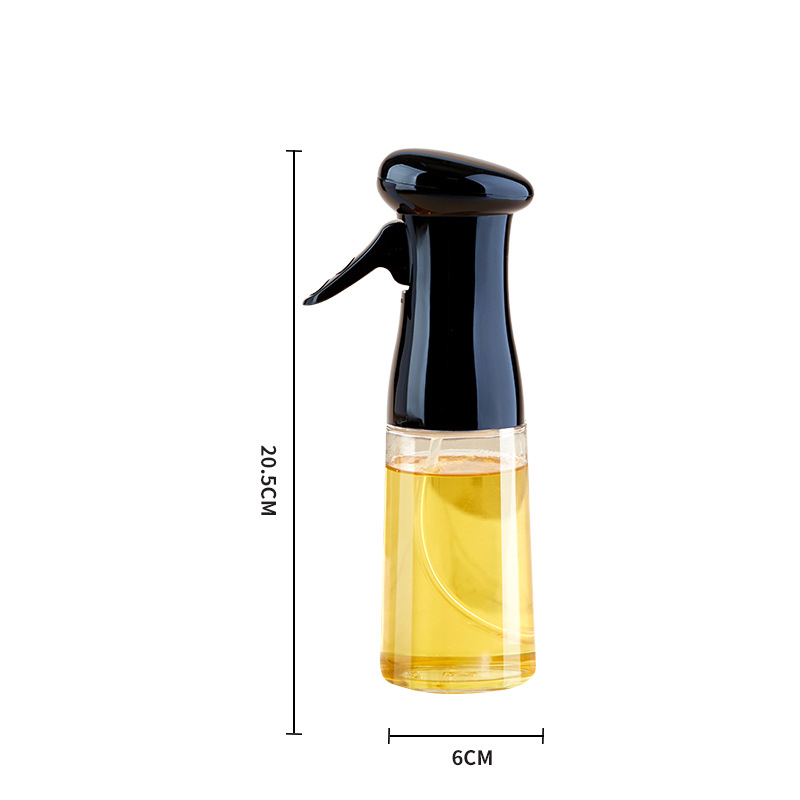 1pc 220ml Olive Oil Spray Bottle Cooking Kitchen BBQ Accessories Vinegar Soy Sauce Spray Oiler Seasoning Condiment Bottle: black plastic