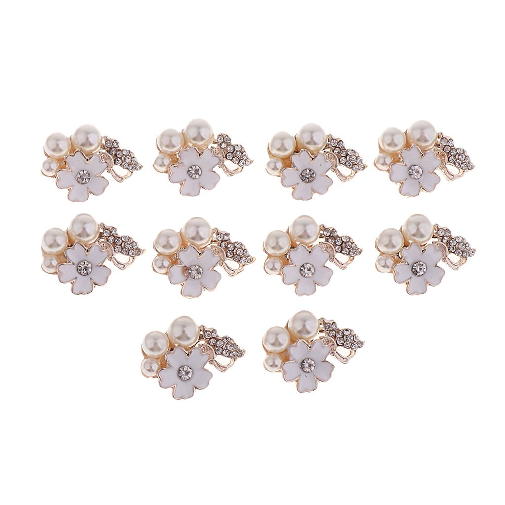 10 Stuks Bloem Plaksteen Parel Strass Diy Versieringen Voor Bruiloft