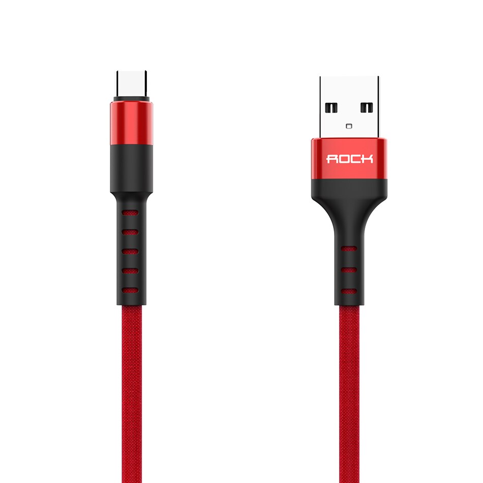 Rock Usb Type C Kabel Voor Samsung S9 S8 Qc 3.0 Snel Opladen Type-C Mobiele Telefoon Draad Usb C Koord Voor Xiaomi Redmi Note 7 8 10: Rood / 2M