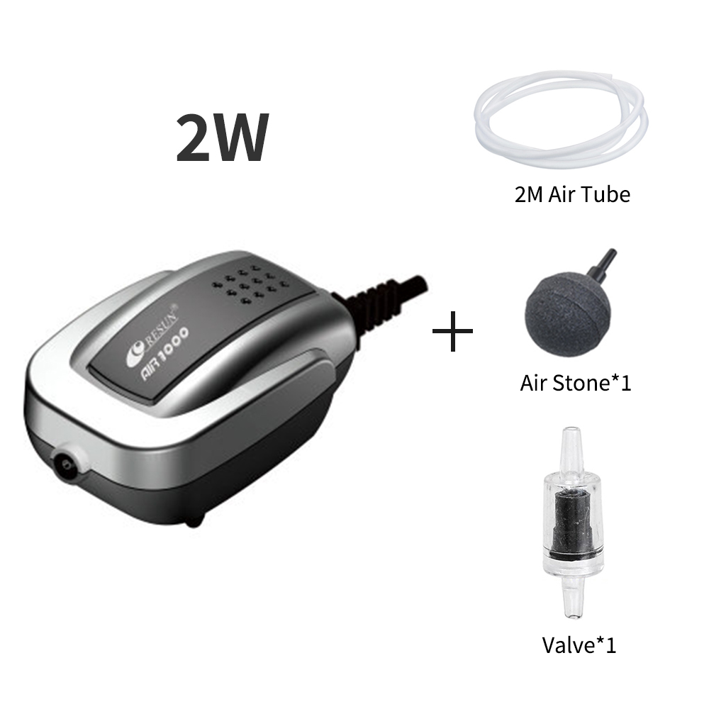 Leistungsstarke Ruhig Aquarium Sauerstoff Luftpumpe Kompressor Aquarium Teich Belüfter Aquarium Air Flow Maker Pumpe Aquarium Zubehör 220V: 2W-TubeStoneValve / US Plug