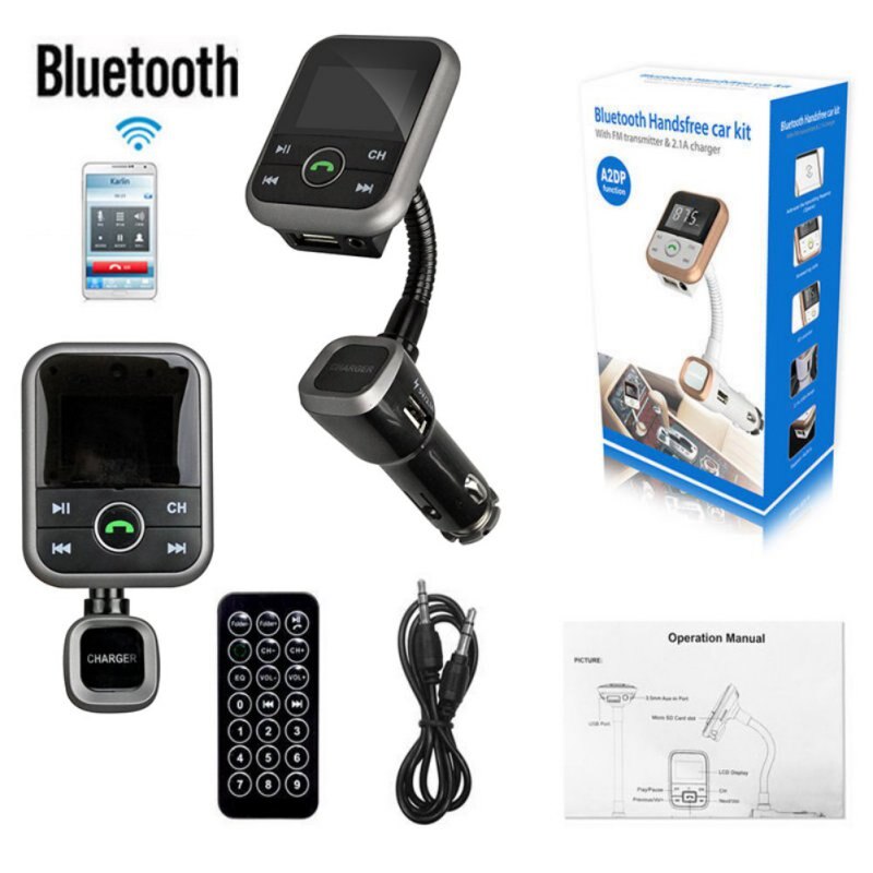 BT67 Car Bluetooth Handsfree Kit Car Adapter Charge with Remote Control Audio Cable Box Packing Portable Audio