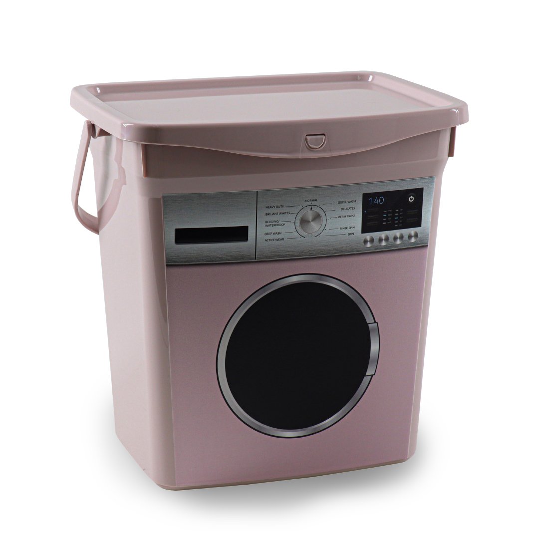 Dispensador de detergente para lavadora, contenedor para almacenamiento de detergente para gatos, caja de hierro para oficina y hogar: Rosa