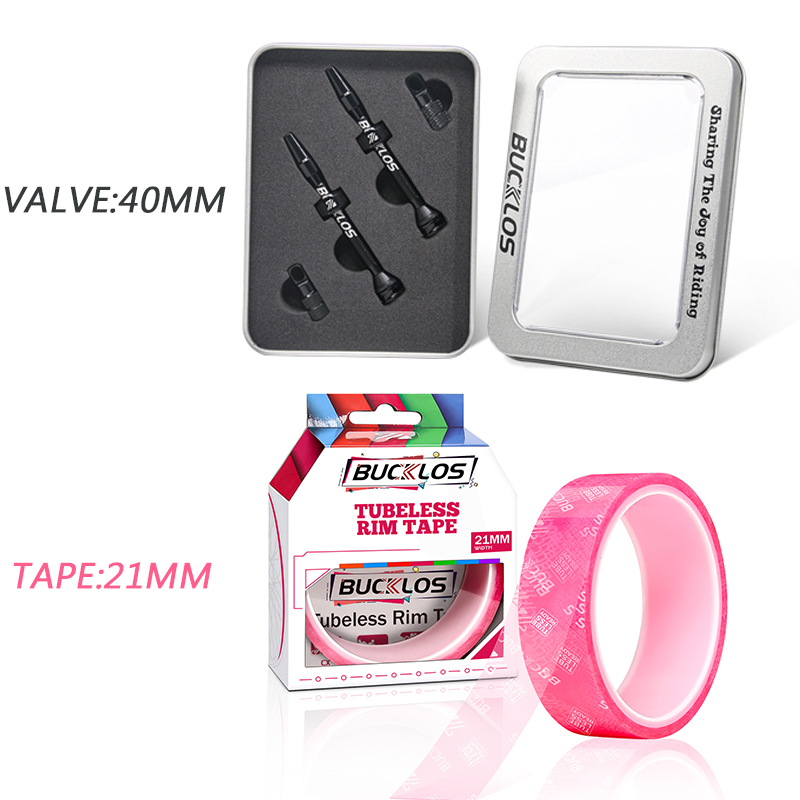 BUCKLOS 40MM 44MM Bike Tubeless Valve CNC Road Bicycle Presta Valve Bicycle Tubeless Rim Tape MTB F/V Valves Wheelset Tape Strip: Red