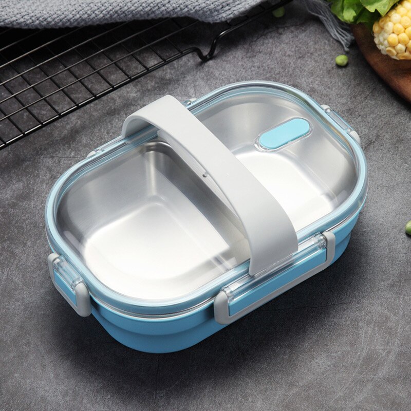 Worthbuy Japanse Draagbare Lunchbox Voor Kids School 304 Rvs Bento Box Keuken Lekvrije Voedsel Container doos: Blue