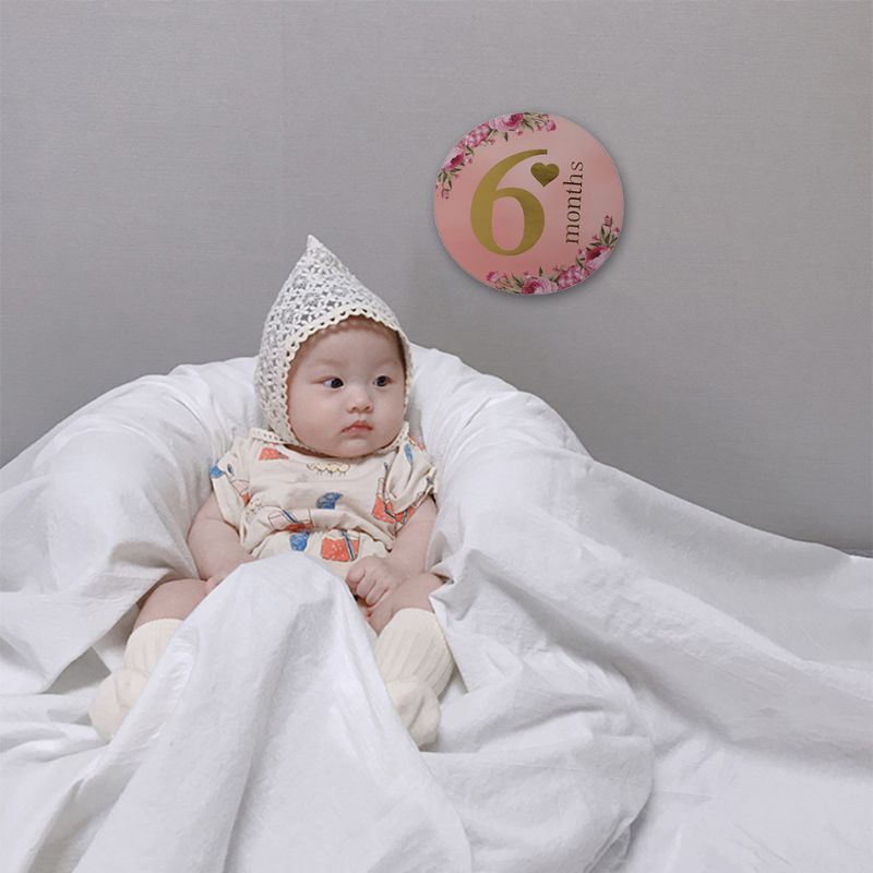 12 Pièces/ensemble Mois Autocollant Bébé Photographie Étape Mémorial Mensuel -Né Enfants Carte Commémorative Nombre Photo Accessoires