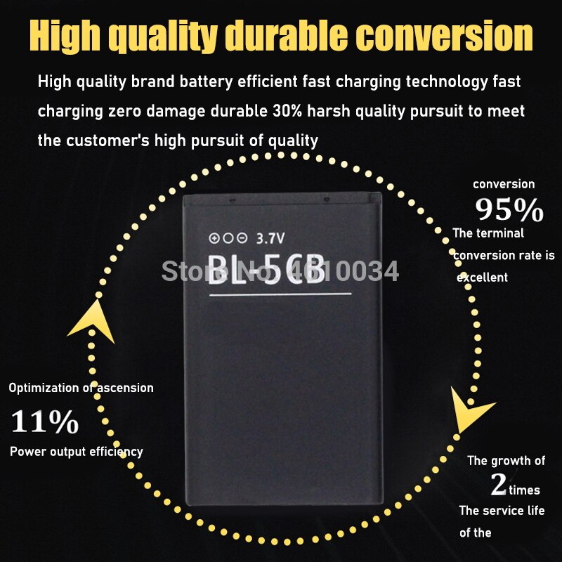 BL-5CB BL5CB 800mAh Replacement Battery For Nokia 1616 1800 c1-02 1280 E60 3600 3660 6620 6108 3108 2135 6086 6108 6230