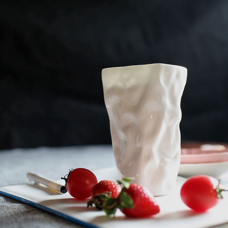 Kunst krøllet kaffekrus bpa blyfri benporcelæn hvid origami canecas tazas para cafe limonade kaffe kop xicara