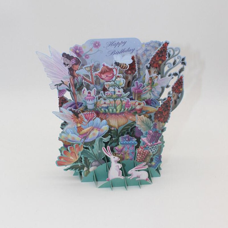 3D Cute Pop-Up Cards Happy Birthday Card For Kids Baby Shower Wife Husband Women Cartoon Hand-cut Paper Carving: style3
